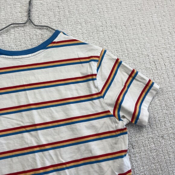 Vans Womens Colorful Striped Short Sleeve Cropped T-Shirt Size L Retro Skater - Picture 13 of 15